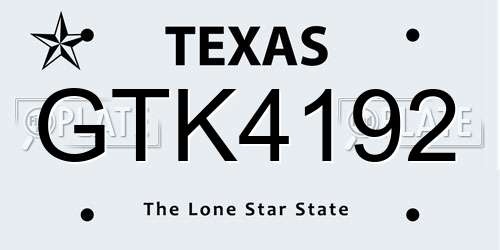 GTK4192 Texas License Plate