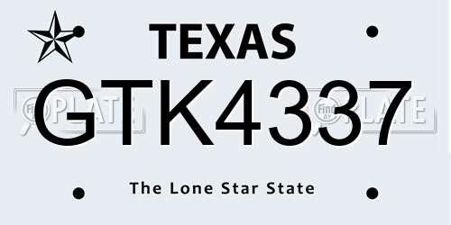 GTK4337 Texas License Plate