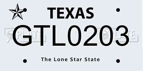 GTL0203 Texas License Plate