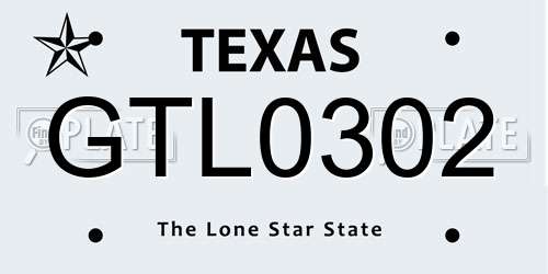 GTL0302 Texas License Plate