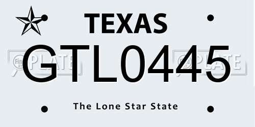 GTL0445 Texas License Plate