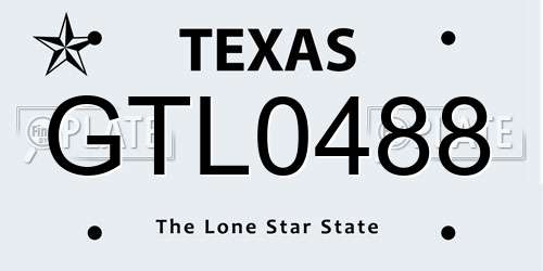 GTL0488 Texas License Plate