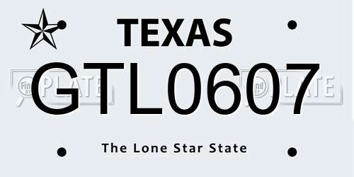 GTL0607 Texas License Plate