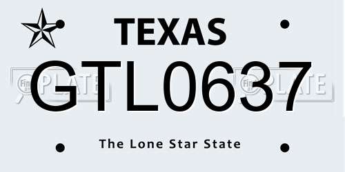 GTL0637 Texas License Plate