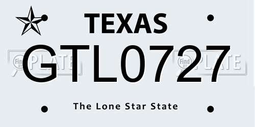 GTL0727 Texas License Plate