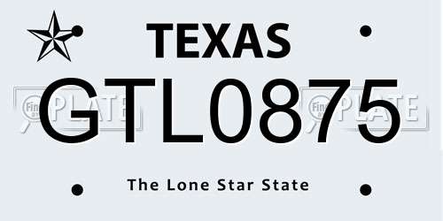 GTL0875 Texas License Plate