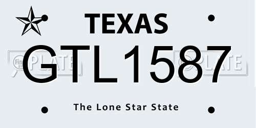 GTL1587 Texas License Plate
