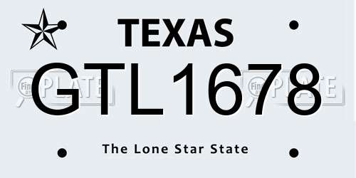 GTL1678 Texas License Plate