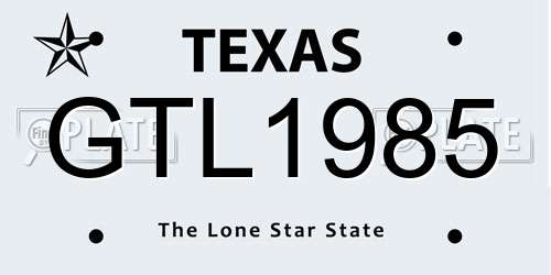 GTL1985 Texas License Plate
