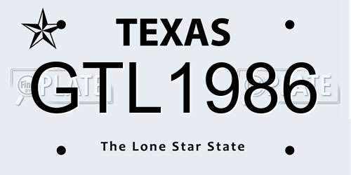GTL1986 Texas License Plate