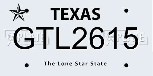 GTL2615 Texas License Plate