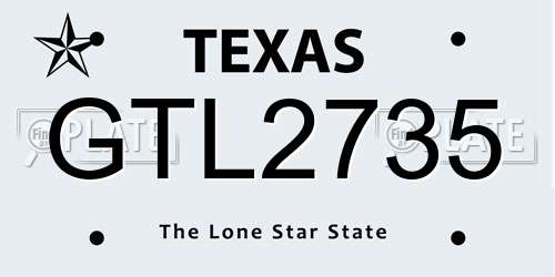 GTL2735 Texas License Plate