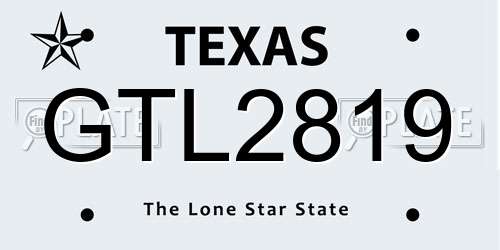 GTL2819 Texas License Plate