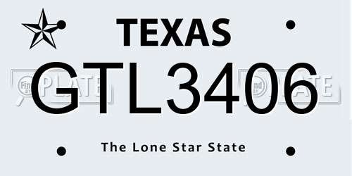 GTL3406 Texas License Plate