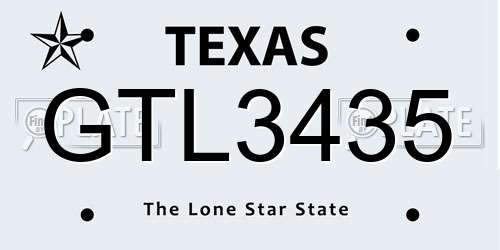 GTL3435 Texas License Plate