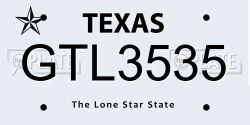 GTL3535 Texas License Plate