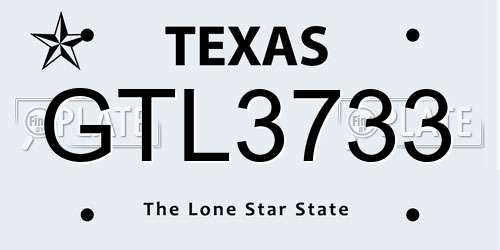 GTL3733 Texas License Plate
