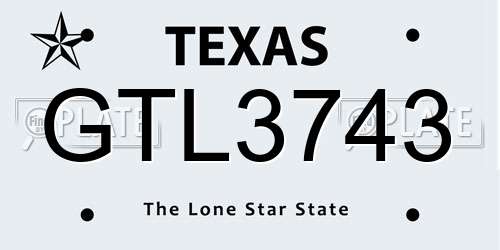 GTL3743 Texas License Plate
