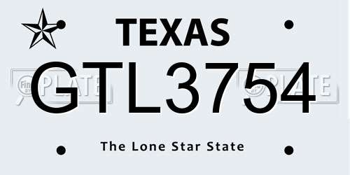GTL3754 Texas License Plate