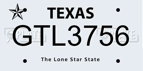 GTL3756 Texas License Plate