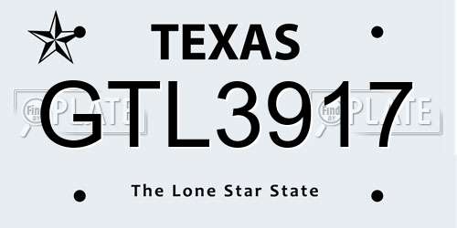 GTL3917 Texas License Plate
