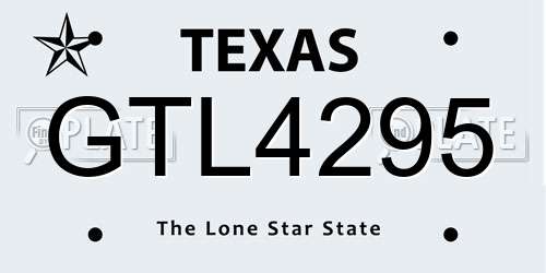 GTL4295 Texas License Plate