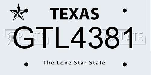 GTL4381 Texas License Plate
