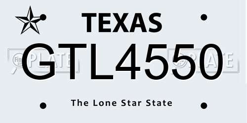 GTL4550 Texas License Plate