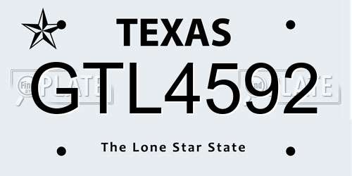GTL4592 Texas License Plate