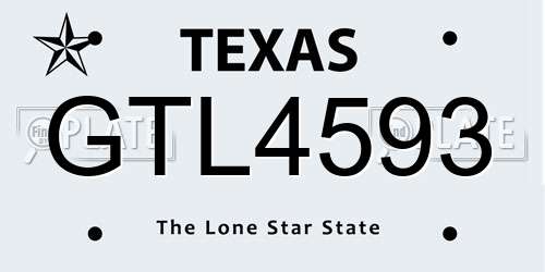 GTL4593 Texas License Plate