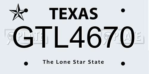 GTL4670 Texas License Plate