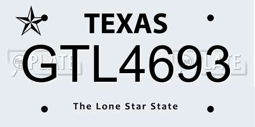 GTL4693 Texas License Plate
