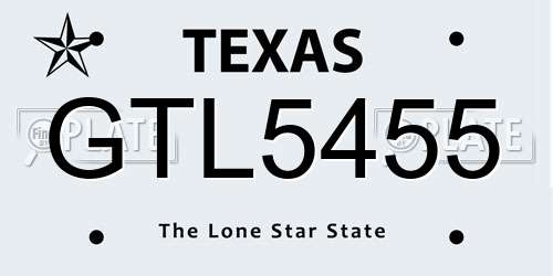 GTL5455 Texas License Plate