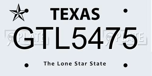 GTL5475 Texas License Plate