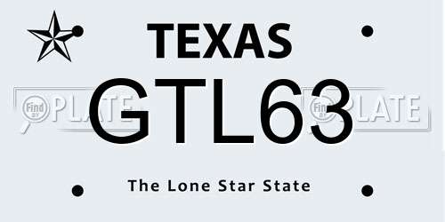 GTL63 Texas License Plate