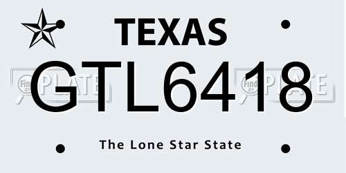 GTL6418 Texas License Plate
