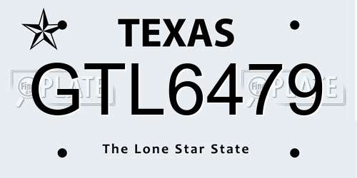 GTL6479 Texas License Plate