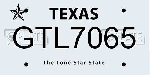 GTL7065 Texas License Plate