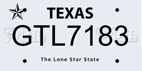 GTL7183 Texas License Plate