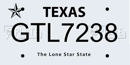 GTL7238 Texas License Plate