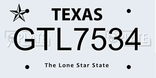 GTL7534 Texas License Plate