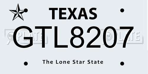 GTL8207 Texas License Plate