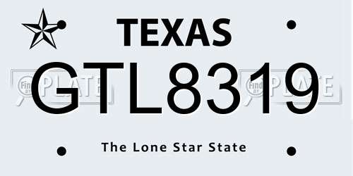 GTL8319 Texas License Plate