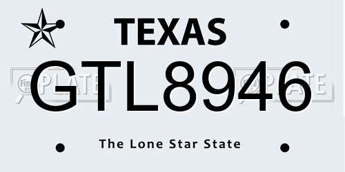 GTL8946 Texas License Plate