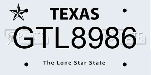 GTL8986 Texas License Plate