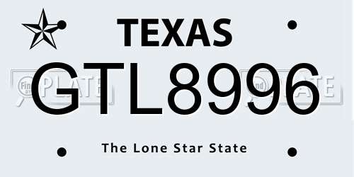 GTL8996 Texas License Plate