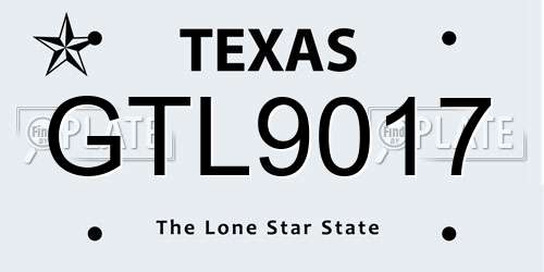 GTL9017 Texas License Plate