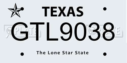 GTL9038 Texas License Plate
