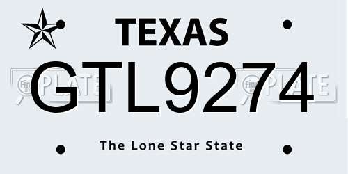 GTL9274 Texas License Plate