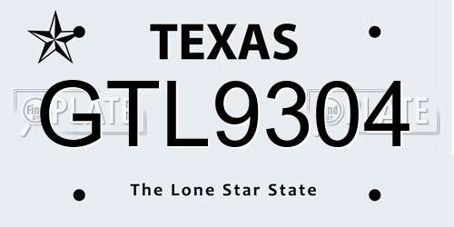 GTL9304 Texas License Plate